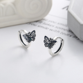 wholesale S925 Sterling Silver Retro Deep Blue Resin Iridescent Butterfly Ear Clasps New Trendy Ins Style Gentle and Elegant Earrings-0-1