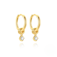 wholesale S925 Sterling Silver Classic Super Sparkling Zircon Opal Hoop Earrings, Hot-selling Ins Ear Jewelry-Gold#1 925 Silver