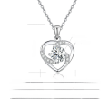 wholesale 925 Sterling Silver Moissanite Pendant Eternal Heart Necklace for Women, Versatile High-End Tarnish-Resistant Cross-Border Jewelry Clavicle Chain-0-1