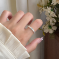 wholesale S925 sterling silver fashionable and unique irregular texture aquamarine ring, niche and high-end ring R01860-0-1