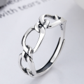 wholesale S925 Sterling Silver Korean Version Ins Style Simple Line Loop Wrapped Irregular Versatile Open Ring-0-1