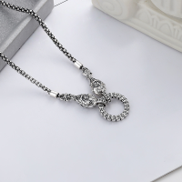 wholesale S925 Sterling Silver Retro Antique Coin Universal Clasp Coin Fortune Bag Engraved Elegant Unisex Necklace-YFL392/55cm approx. 15.4g 925 silver