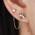 wholesale 925 Sterling Silver Marquise Zircon Tassel Ear Thread Earrings For Women, Hot Cross-border Trend-0-1