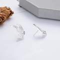 wholesale S925 Sterling Silver Korean Style Butterfly-shaped Earrings with Purple Zircon Accents, Personalized and Fashionable-0-1