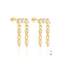 wholesale S925 Sterling Silver Love Moon Zircon Earrings With Pearl Chain Tassel-Gold#4 925 silver