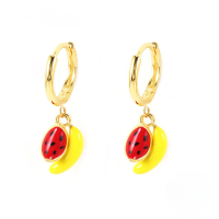 wholesale S925 Sterling Silver Enamel Fruit Drop Earrings, Fashionable And Creative European And American Hot-sale Earrings-Gold-Watermelon Banana