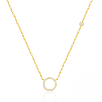 wholesale S925 Sterling Silver Geometric Circle Pendant Necklace With Zircons, Women's Choker, Korean Style-Gold 925 silver