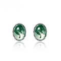 wholesale S925 Silver European and American New Minimalist Light Luxury Moss Agate Earrings, Ins Style Women's Silver Jewelry Wholesale-0-0