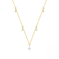 wholesale 925 Sterling Silver Kite Stone Zircon Inlay Stackable Necklace Bracelet Earring Set-Gold-Necklace 925 Silver