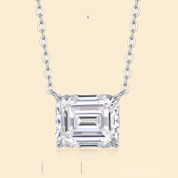 wholesale S925 Silver Necklace Pendant with Moissanite European and American Collarbone Chain TK Live Source Jewelry Ready Stock Wholesale-Moissanite octagonal 9*11
