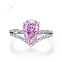 wholesale Sterling Silver Mo Jing Jewelry New High Carbon Diamond Ring 8*12 Ice Flower Cut Engagement Large Diamond Ring for Women-R413-Pink Diamond No.9