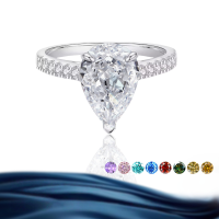 wholesale S925 Sterling Silver European and American Cross-Border New 8*12mm Moissanite Ring Luxury Versatile Design Women's Jewelry-Green (Silver) US 6