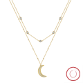 wholesale 925 Sterling Silver Jewelry, 14K Gold Plated Moon Pendant Double Layer Chain, Factory Direct Wholesale-0-4