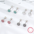 wholesale 925 Silver Small and Sweet Versatile Earrings for Women, Floral Drip-Glaze Colored Small Stud Earrings, Foreign Trade Jewelry Wholesale-0-2