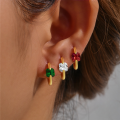 wholesale S925 Sterling Silver with Inlaid Colorful Diamonds, Light Luxury Design Ear Hoops,INS。-0-1
