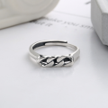 wholesale S925 Sterling Silver Korean Style Trendy Chain Design Streetwear Unisex Adjustable Open Ring-0-1