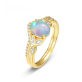 wholesale S925 Sterling Silver Gold Plated New Geometric Opal Egg-shaped Ring, Retro Style Ring for Wholesale-0-0