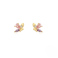 wholesale S925 Sterling Silver Marquise Teardrop Double Butterfly Stud Earrings,ins-Gold#1 925 Silver