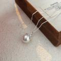 wholesale S925 Sterling Silver Geometric Pearl Necklace for Women, Elegant and Fashionable Minimalist High-End Sense Collarbone Chain, Korean Style Trend-0-4