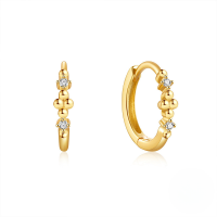 wholesale S925 Sterling Silver Geometric Love Open Earrings With Crystals, Irregular Design For Women-Gold #5