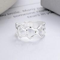 wholesale S925 Sterling Silver Cross-border Ins Minimalist Geometric Matching Open-ended Interlocking Hearts Ring-YDJ1115/approx. 3.7g>Adjustable opening