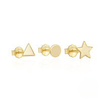 wholesale 925 Sterling Silver Geometric Star And Moon Zircon-pearl Earring Set, Hot-selling In Europe And America-3-piece set - Gold#2 925 silver