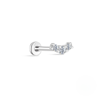 wholesale S925 Sterling Silver, Lab-grown Zircon, Flat-head Threaded Ear Cartilage Piercing, Korean Style, High-end Elegant Ear Jewelry-Single platinum #5