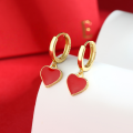 wholesale 925 Sterling Silver Minimalist Drip Enamel Heart Stud Earrings for Women, Versatile, Elegant, and Unique Design with a Cold High-End Aesthetic, European and American Style-0-2