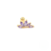 wholesale S925 Sterling Silver。-Gold-Single-Purple Diamond