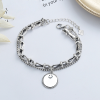 wholesale S925 Sterling Silver Vintage Heavy Handcrafted Intricate Twisted Plate Double Layer Smile English Creative Fashion Bracelet-YS116/approx. 14.36g 925 silver