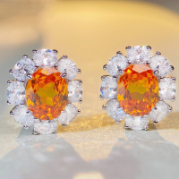 wholesale S925 Sterling Silver Fanta Color High Carbon Diamond Full Zircon Ear Studs Women's Cross-Border Live Streaming Wholesale Bestseller-Deep Sapphire-ED016 925 Silver