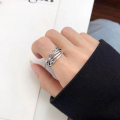 wholesale S925 silver crown ring for women, gift for girlfriend, elegant, fashionable, and unique statement ring, retro minimalist style, trendy Instagram index finger ring-0-1