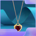 wholesale Metal S925 gold-plated ancient method garnet red peach heart pendant Chinese style gold necklace adjustable-0-0
