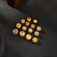 wholesale 925 Sterling Silver DIY Jewelry Accessories Hollow Beads with Open Holes for Vintage Bracelet Making, Beading Supplies, Decorative Beads-Zircon flat beads