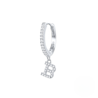wholesale S925 Sterling Silver Single 26-letter Alphabet Ear Hoop,ins-Platinum B