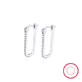 wholesale S925 Sterling Silver Micro-Inlaid Zircon Rectangular Ear Hoop Ear Clasp Geometric Trendy Minimalist Design Earrings-0-6