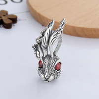 wholesale S925 Sterling Silver Vintage Retro Exaggerated Red Pomegranate Mr Rabbit Pendant Trendy Hip-Hop Accessory-YP068 single pendant / about 12.3 grams