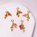 wholesale S925 gold-plated silver Green Tara Nine-Tailed Fox Mountain Spirit flower coin oil-drip enamel tassel pendant accessory DIY semi-finished product-0-1