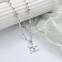 wholesale S925 Sterling Silver Creative New Hot-Selling One Piece Logo Skull 3D Bone Interlocking Chain Necklace-YFL314/approx. 25.7g>925 silver