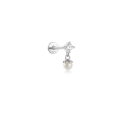 wholesale 925 Sterling Silver Star Teardrop Crystal Flat Threaded Ear Cartilage Stud-0-10