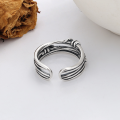wholesale S925 Sterling Silver Multi-Layer Line Braided Twisted Ring Trendy Internet Celebrity Unisex Style Index Finger Ring-0-2