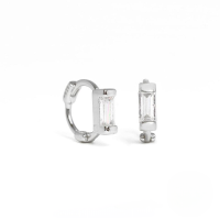 wholesale S925 Sterling Silver Ins Square Zircon Ear Clasp With Single Creative Stud, Popular In Europe And America-Platinum-White Diamond