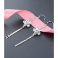 wholesale S925 Sterling Silver Floral Tassel Earrings for Women, Korean Style Fashionable Diamond-Inlaid Elegant Light Luxury Ear Hooks, Cross-Border Supply-0-1