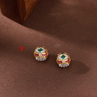 wholesale Gold-plated S925 ancient silver inlaid with multicolored diamonds, two-color drum-shaped spacer beads, versatile and minimalist DIY weaving bead accessories-Silver-drawn drum beads