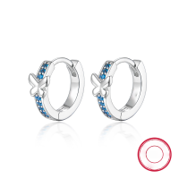 wholesale S925 Sterling Silver Butterfly Diamond Ear Clasp, European and American INS Style Minimalist High-End Earrings, Hot Seller in Europe and America-blue