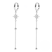 wholesale S925 Sterling Silver Fashion Tassel Starlight Earrings With Inlaid Crystals-Platinum 925 silver