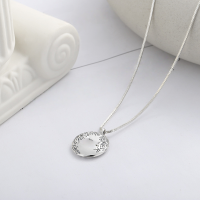 wholesale S925 Sterling Silver European and American Cross-Border Resin Black Geometric Lettering Pattern Trendy Cool Collarbone Necklace-YL479M/approx. 9g 925 silver