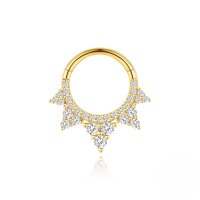 wholesale S925 Sterling Silver Geometric Opal Inlaid With Zircon And Natural Moss Agate Ear Cuff And Nose Ring-Single gold #3