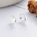 wholesale S925 Sterling Silver Minimalist Smooth Textured Hoop Earrings with Ear Clip, Korean Style INS Niche Light Luxury Versatile Ear Accessories-0-1