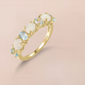 wholesale S925 Sterling Silver Handmade Spring-Summer Fresh Small Gemstone Topaz Ring with Natural Opal, Ins Style-0-1